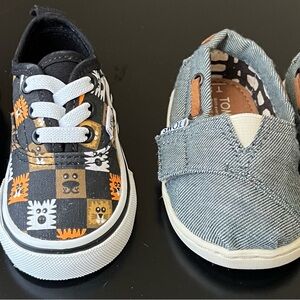 TOMS Kids Black and Orange Monster Plaid Canvas Sneakers